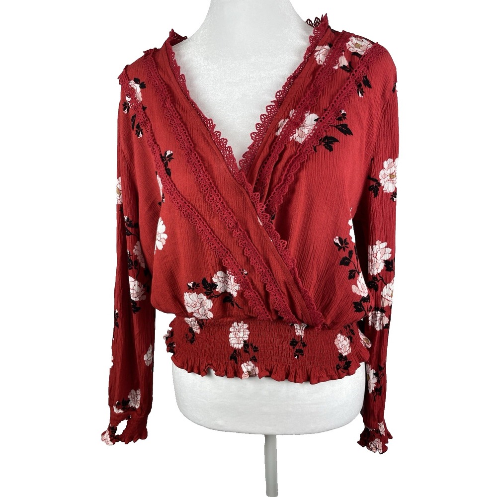 American Rag Woman's Blouse Size M Red Boho Bohemian Cottagecore Y2K Romantic‎